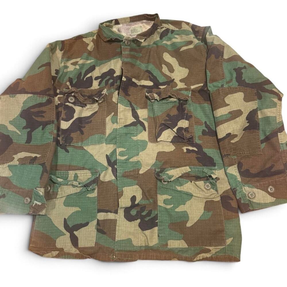US Military Woodland Camo BDU Field Shirt Jacket Large Regular Surplus